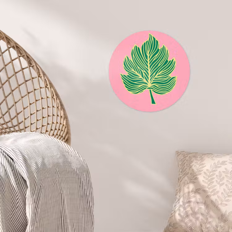 Blad - Groen - Illustratie - Minimalistisch Wandcirkel behangsticker klein -sfeer4