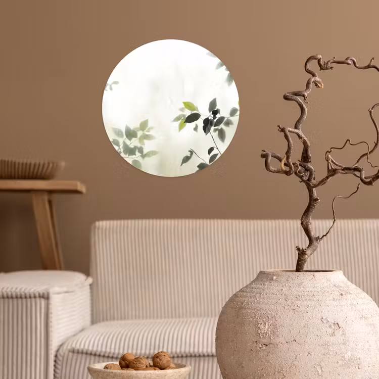 Blad - Schaduw - Natuur - Abstract - Groen Wandcirkel behangsticker klein -sfeer1