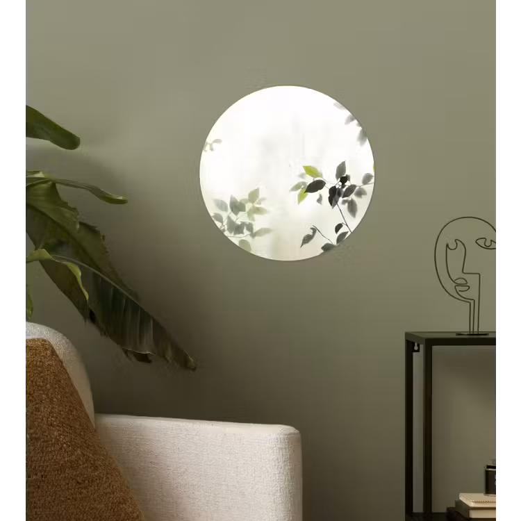 Blad - Schaduw - Natuur - Abstract - Groen Wandcirkel behangsticker klein -sfeer2