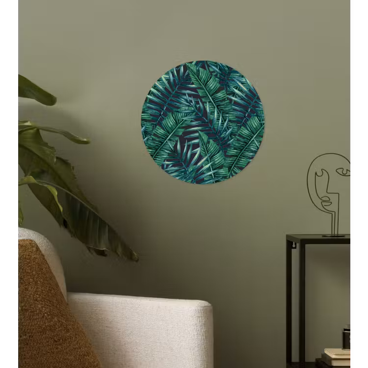 Bladeren - Inductie beschermer - Jungle - Tropical Wandcirkel behangsticker klein -sfeer2