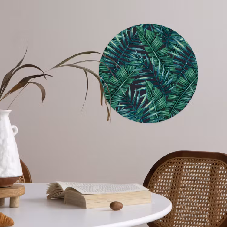 Bladeren - Inductie beschermer - Jungle - Tropical Wandcirkel behangsticker klein -sfeer3