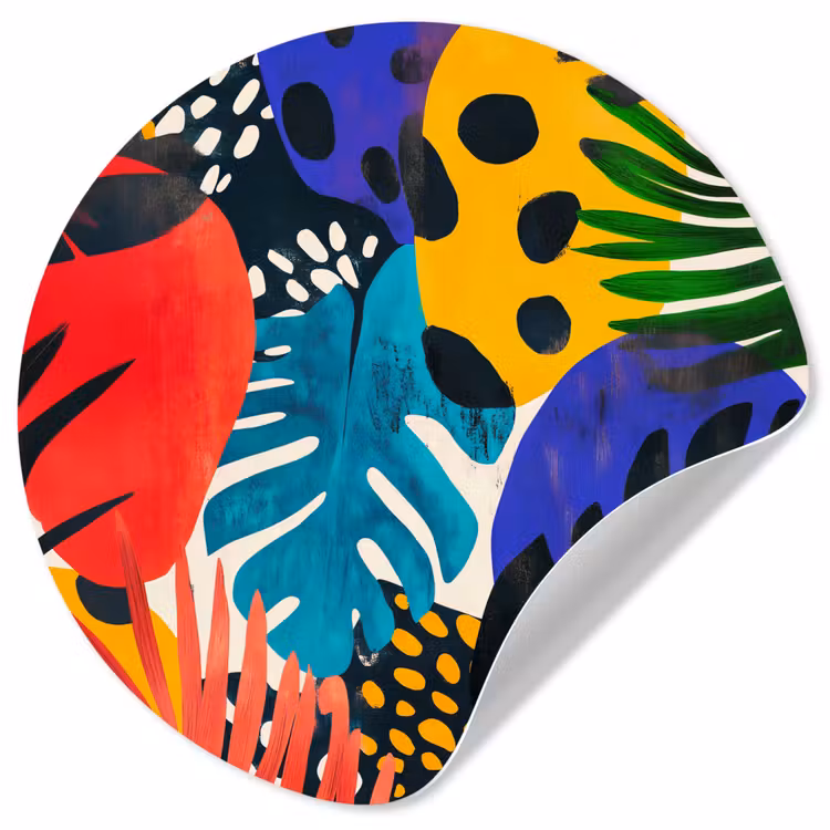 Bladeren - Vormen - Abstract - Kleurrijk Wandcirkel behangsticker klein -3d