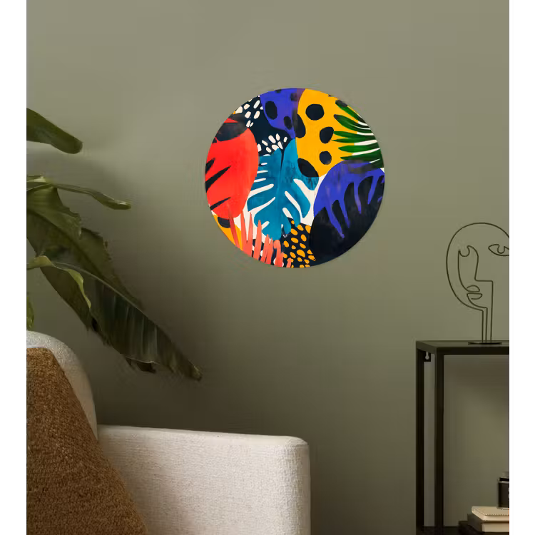 Bladeren - Vormen - Abstract - Kleurrijk Wandcirkel behangsticker klein -sfeer2