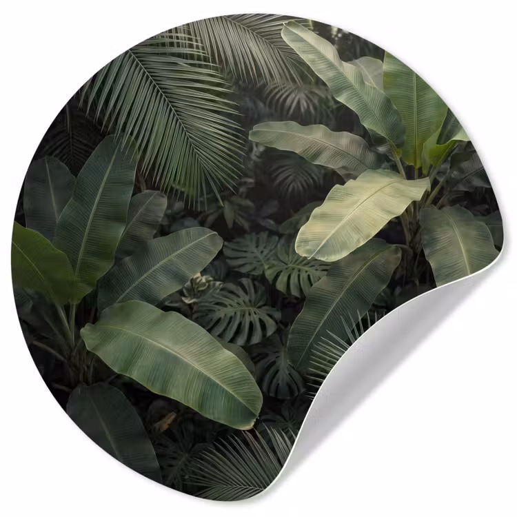 Bladeren - Groen - Tropisch - Natuur Wandcirkel behangsticker klein -3d