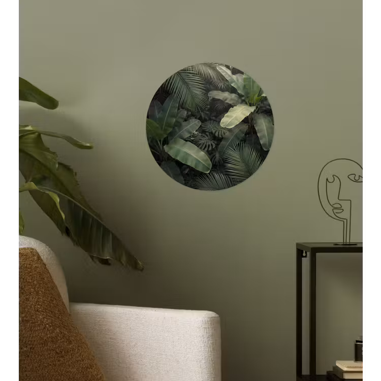 Bladeren - Groen - Tropisch - Natuur Wandcirkel behangsticker klein -sfeer2