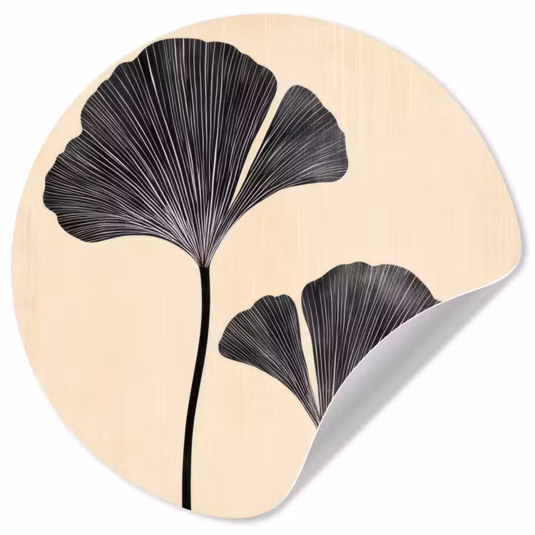 Bladeren - Minimalistisch - Zwart Wandcirkel behangsticker klein -3d