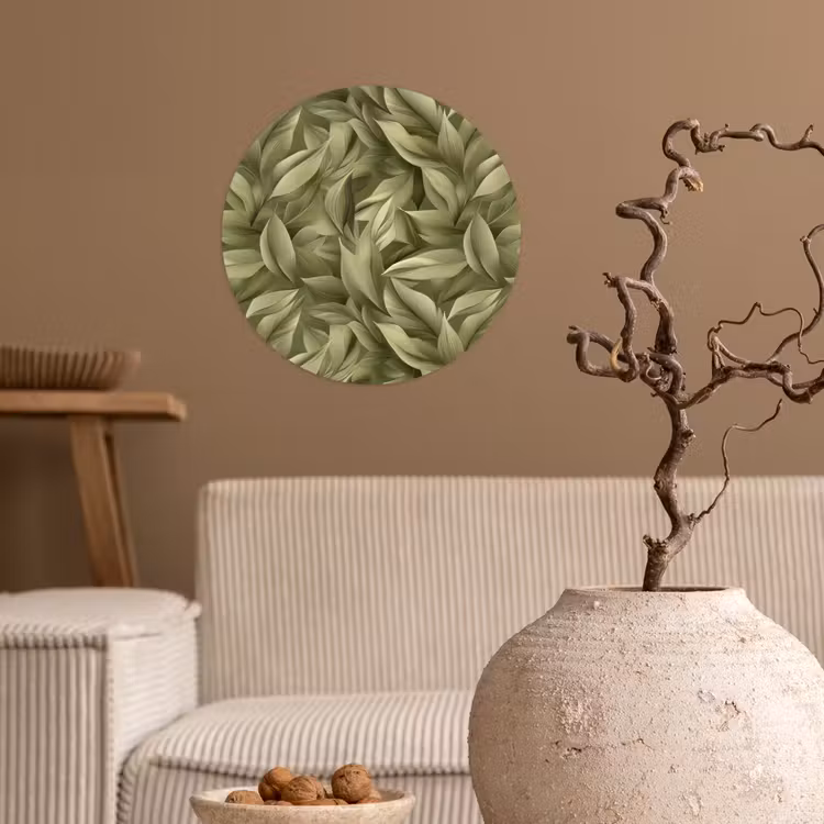 Bladeren - Modern - Groen Wandcirkel behangsticker klein 186 -sfeer1