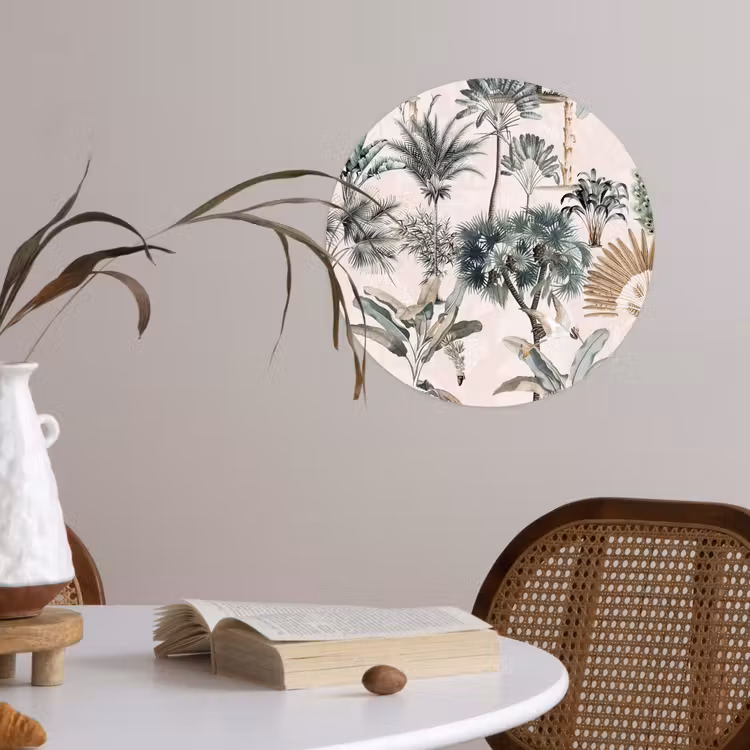 Bladeren - Monstera - Jungle - Tropical Wandcirkel behangsticker klein -sfeer3