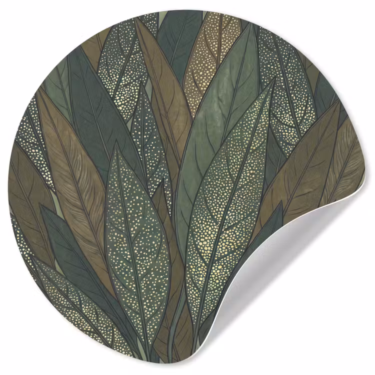 Bladeren - Patroon - Gestippeld - Natuur - Groen Wandcirkel behangsticker klein -3d