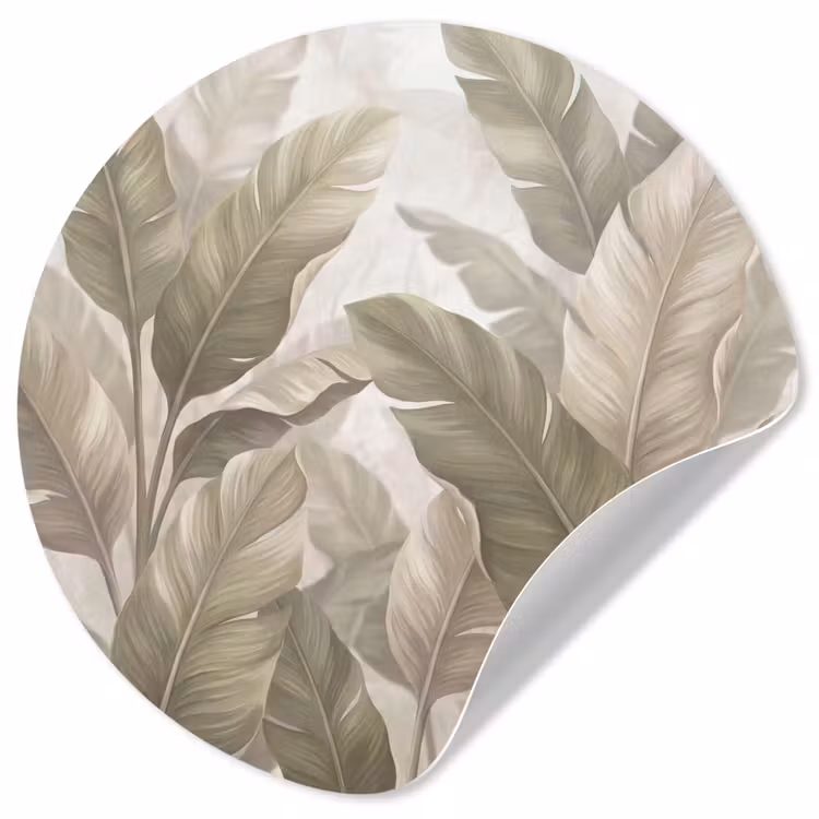 Bladeren - Tropisch - Natuur - Abstract - Beige Wandcirkel behangsticker klein -3d