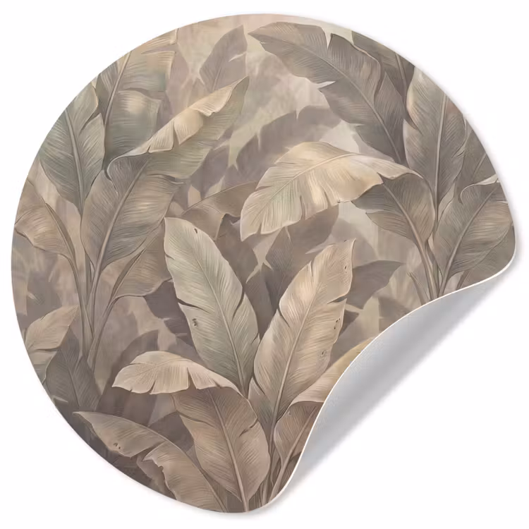 Bladeren - Tropisch - Natuur - Modern - Beige Wandcirkel behangsticker klein -3d