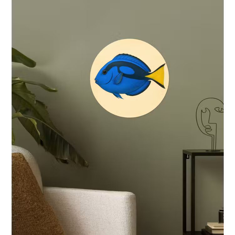 Blauw - Dory - Vis - Staartvin Wandcirkel behangsticker klein -sfeer2