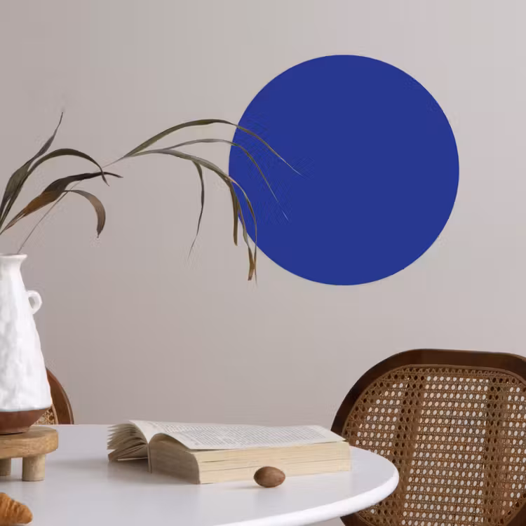 Blauw - Effen kleur - Donkerblauw Wandcirkel behangsticker klein 186 -sfeer3