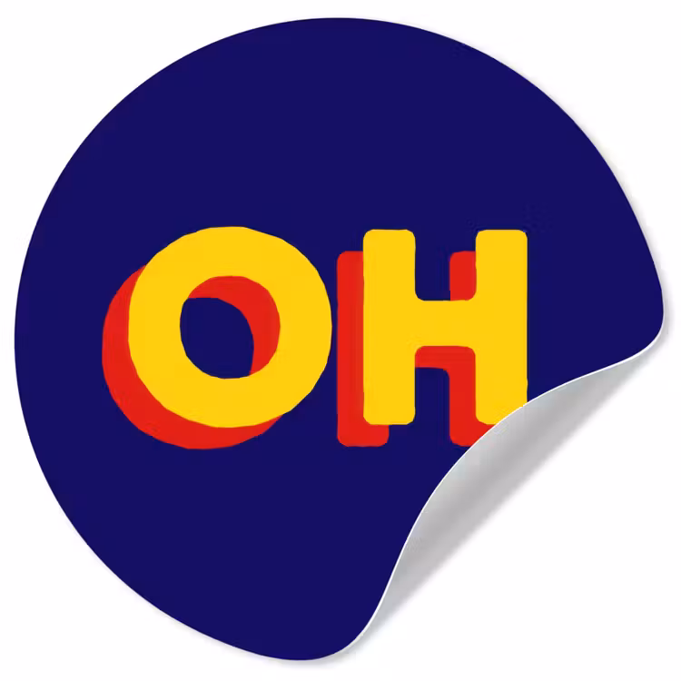 Blauw - Geel - OH - Schaduw Wandcirkel behangsticker klein -3d