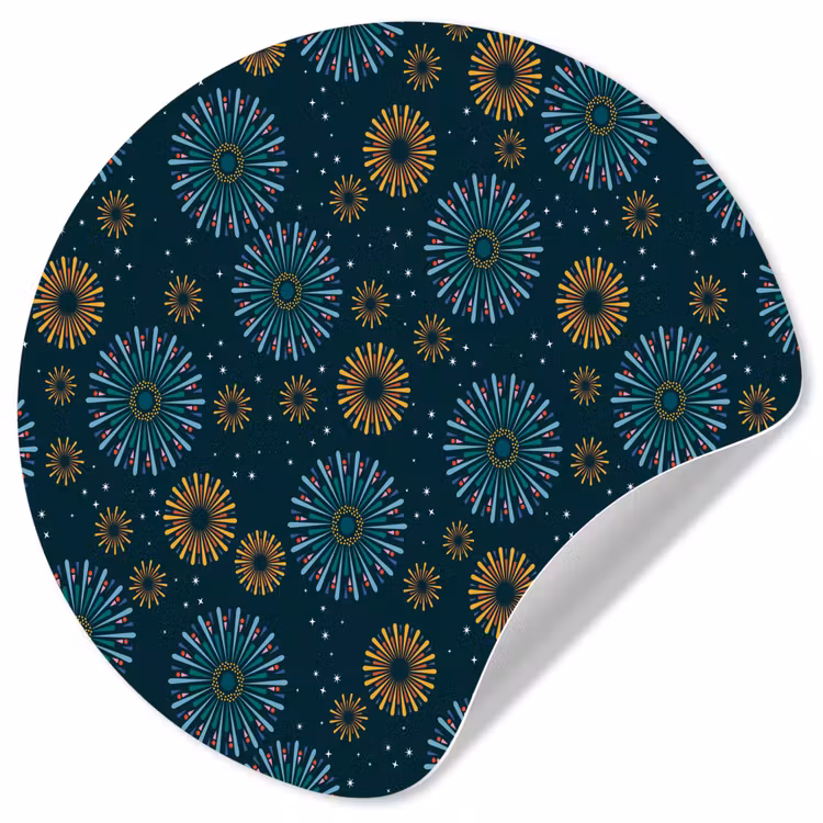 Blauw - Patroon - Retro Wandcirkel behangsticker klein 186 -3d