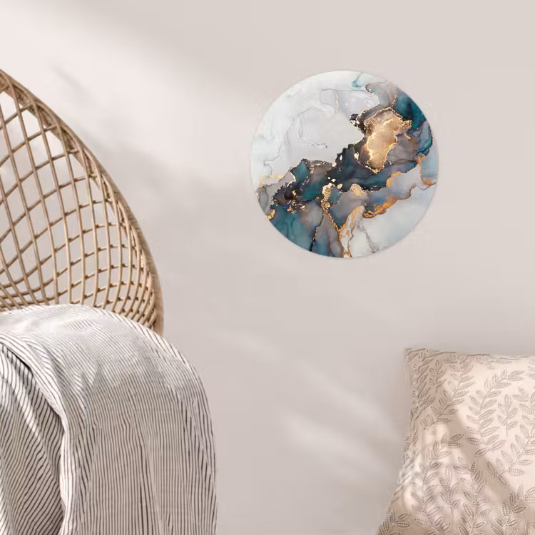Blauw - Marmer - Goud Wandcirkel behangsticker klein -sfeer4