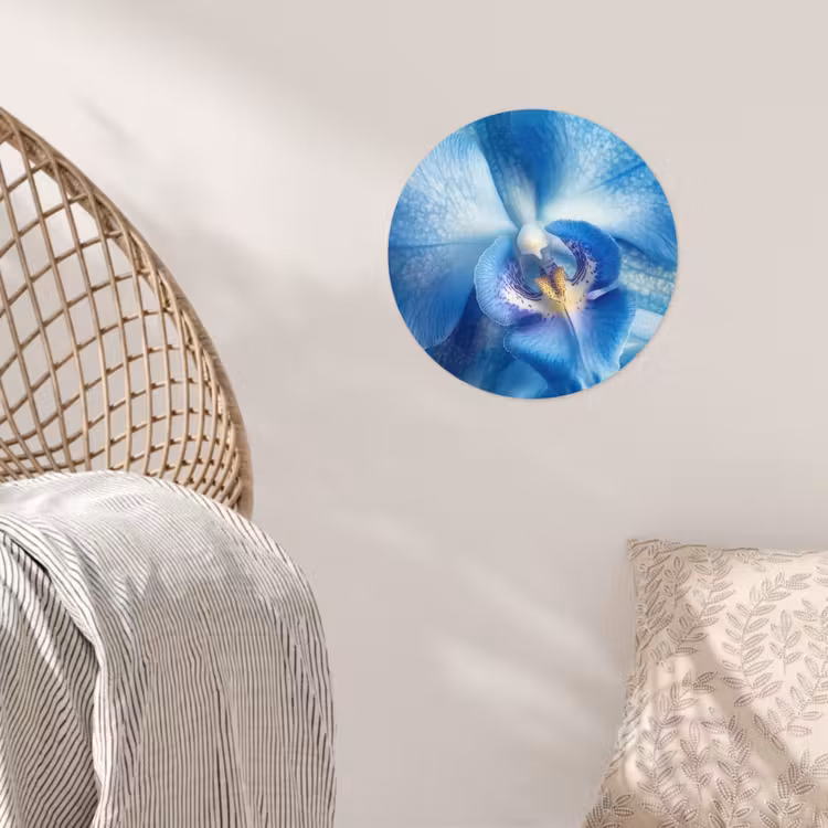 Blauw - Orchidee - Elegeant Wandcirkel behangsticker klein -sfeer4