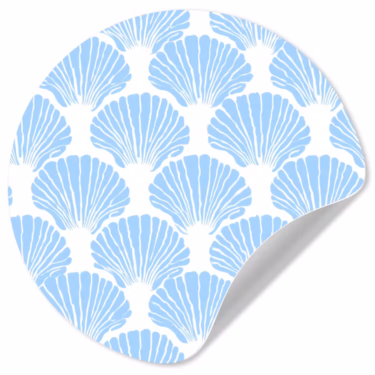 Blauw - Wit - Schelpen - Grafisch - Structuur Wandcirkel behangsticker klein 186 -3d