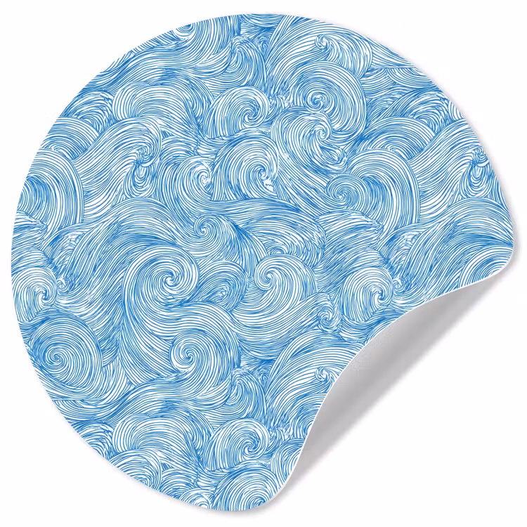 Blauw - Wit - Spiraal - Golven - Lijnen Wandcirkel behangsticker klein 186 -3d