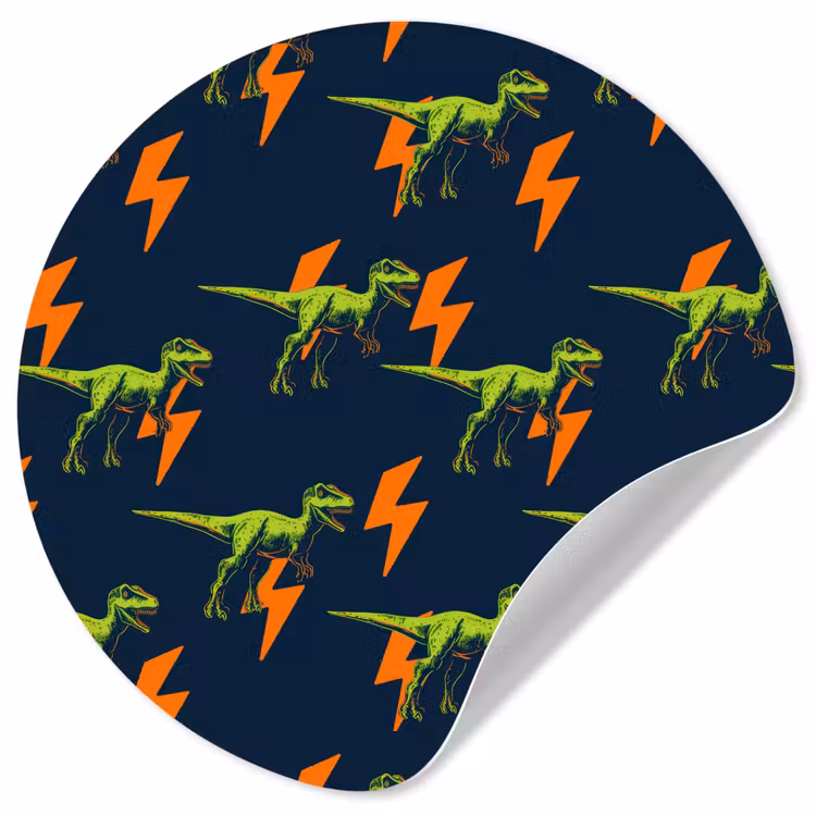 Bliksemschichten - Oranje - Dinosaurussen Wandcirkel behangsticker klein -3d