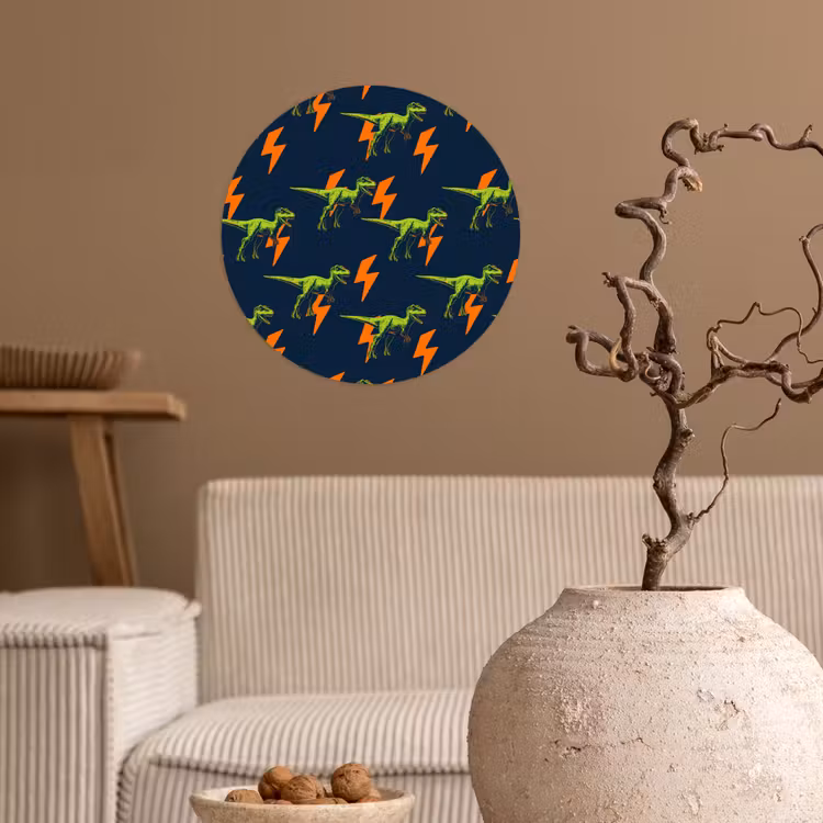 Bliksemschichten - Oranje - Dinosaurussen Wandcirkel behangsticker klein -sfeer1
