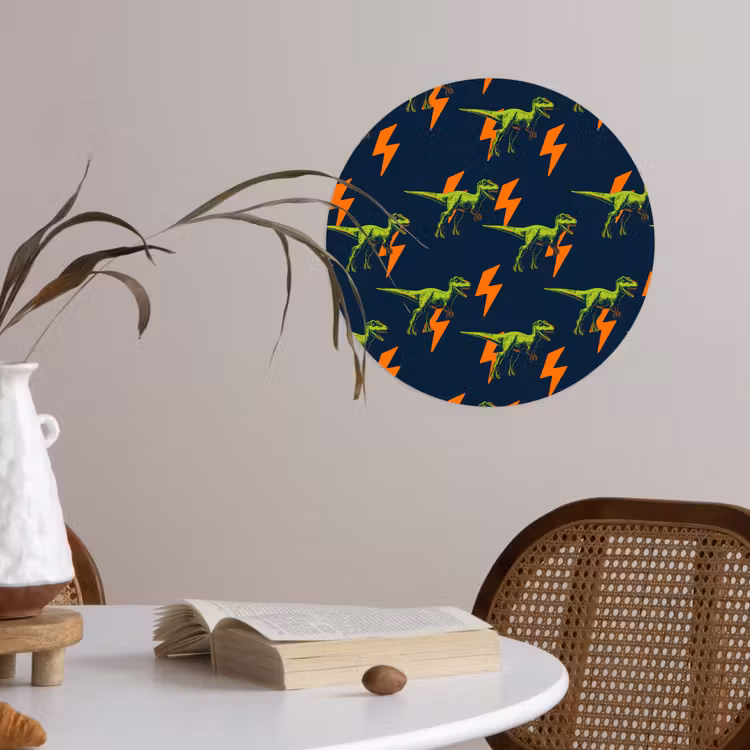Bliksemschichten - Oranje - Dinosaurussen Wandcirkel behangsticker klein -sfeer3