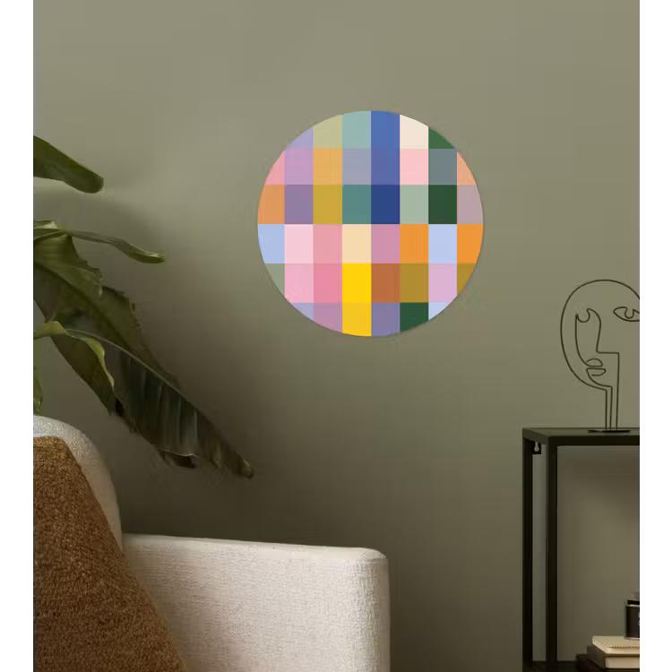 Blokken - Vierkant - Patroon - Gekleurd Wandcirkel behangsticker klein -sfeer2