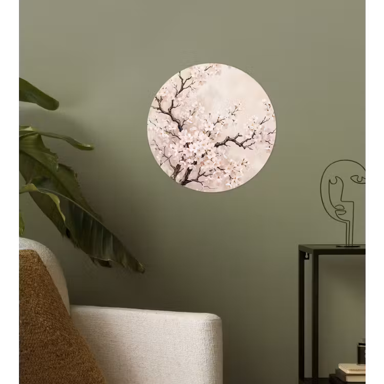 Bloesem - Illustratie - Taupe Wandcirkel behangsticker klein -sfeer2