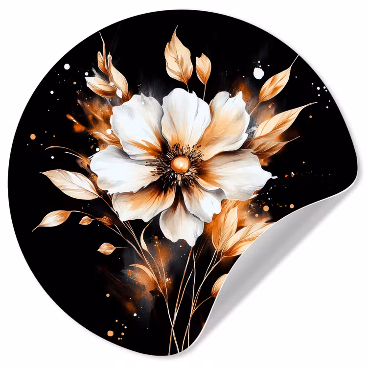 Bloem - Verf - Goud - Graffiti - Modern Wandcirkel behangsticker klein -3d