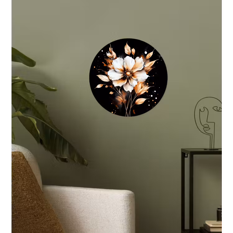 Bloem - Verf - Goud - Graffiti - Modern Wandcirkel behangsticker klein -sfeer2