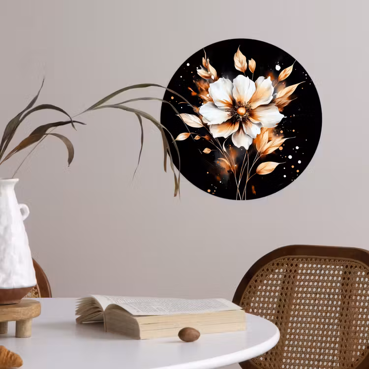 Bloem - Verf - Goud - Graffiti - Modern Wandcirkel behangsticker klein -sfeer3