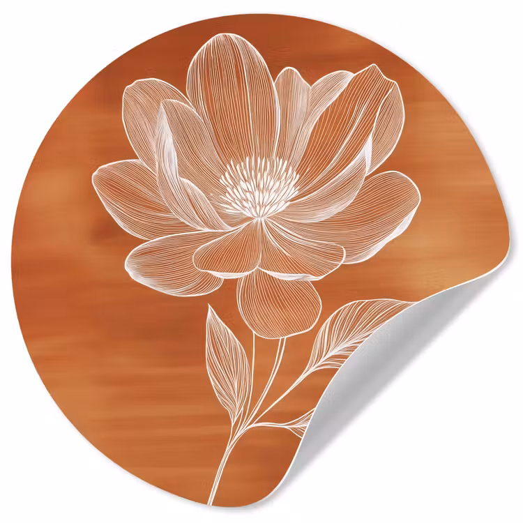 Bloem - Minimalistisch - Wit Wandcirkel behangsticker klein -3d