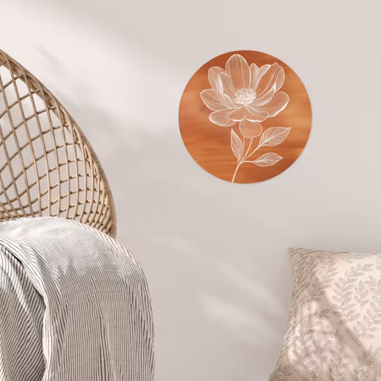 Bloem - Minimalistisch - Wit Wandcirkel behangsticker klein -sfeer4