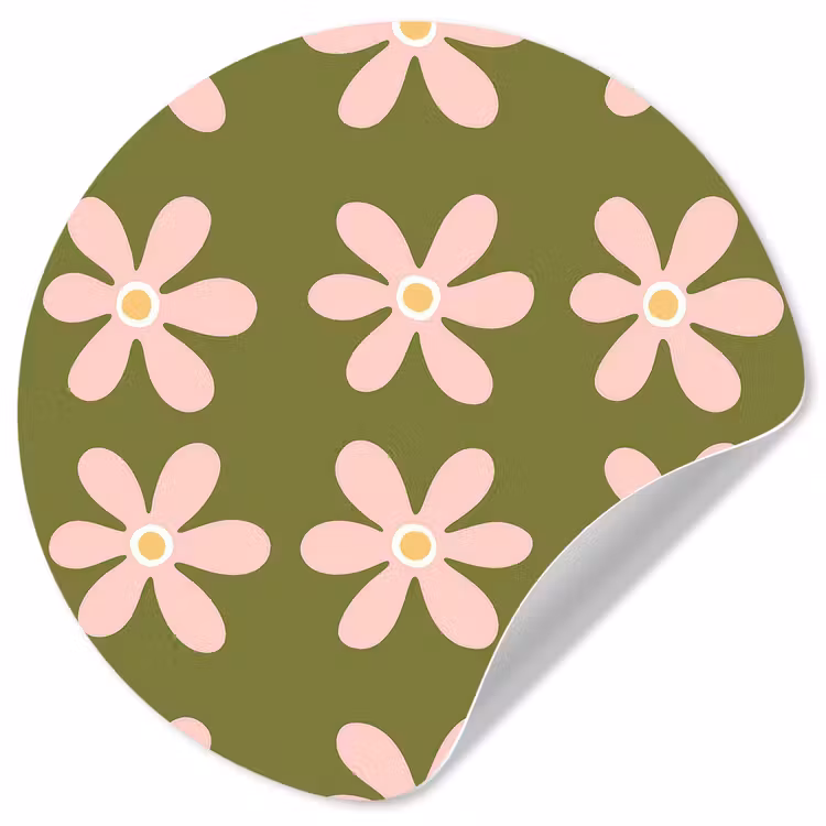 Bloem - Modern - Groen Wandcirkel behangsticker klein 186 -3d
