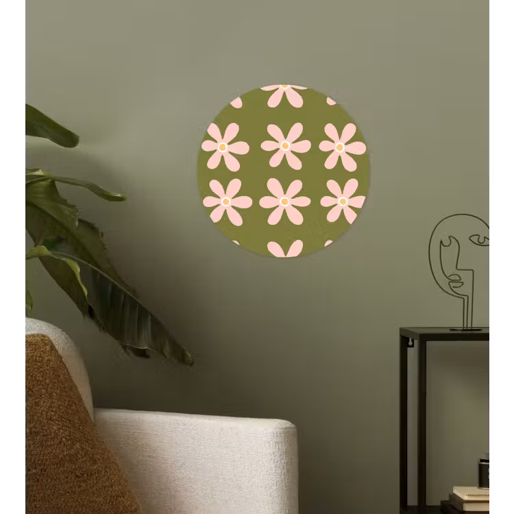 Bloem - Modern - Groen Wandcirkel behangsticker klein 186 -sfeer2