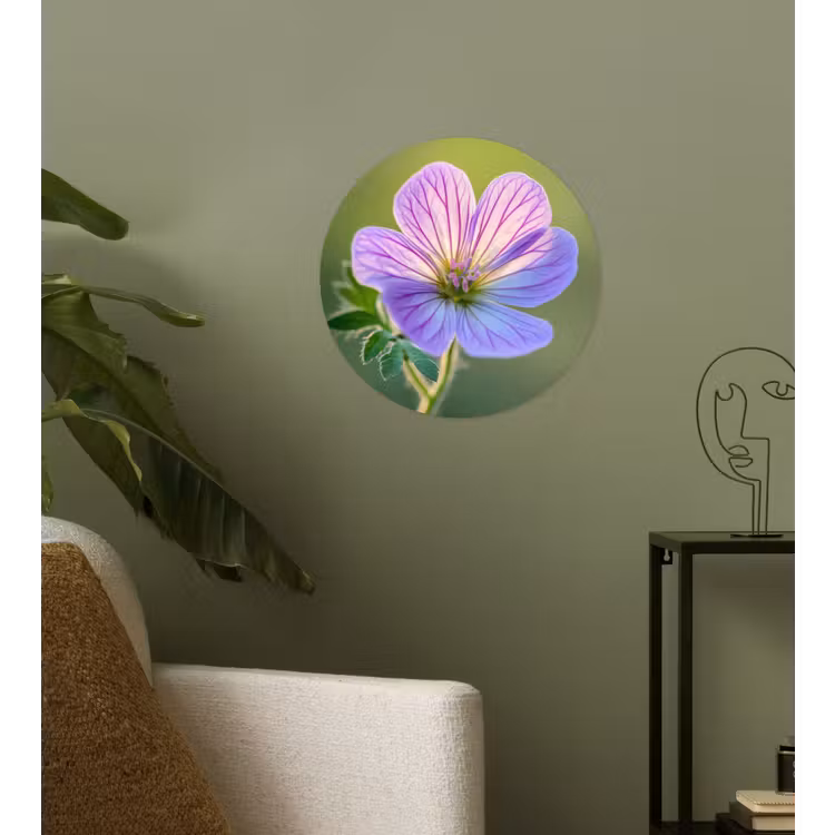 Bloem - Close up - Paars Wandcirkel behangsticker klein -sfeer2