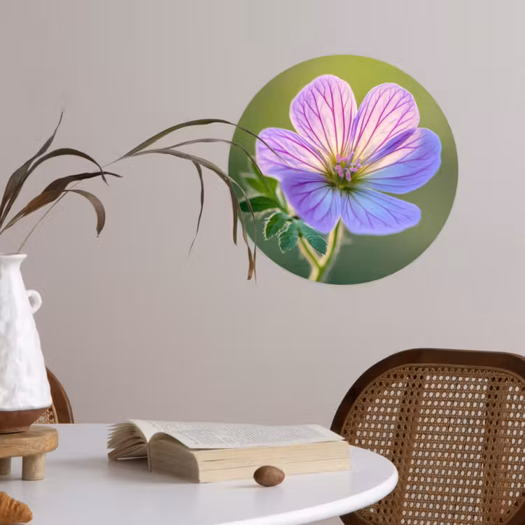 Bloem - Close up - Paars Wandcirkel behangsticker klein -sfeer3