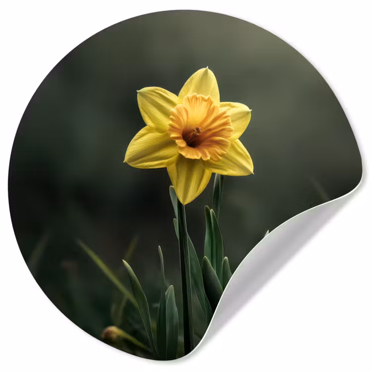 Bloem - Narcis - Gras - Geel Wandcirkel behangsticker klein -3d