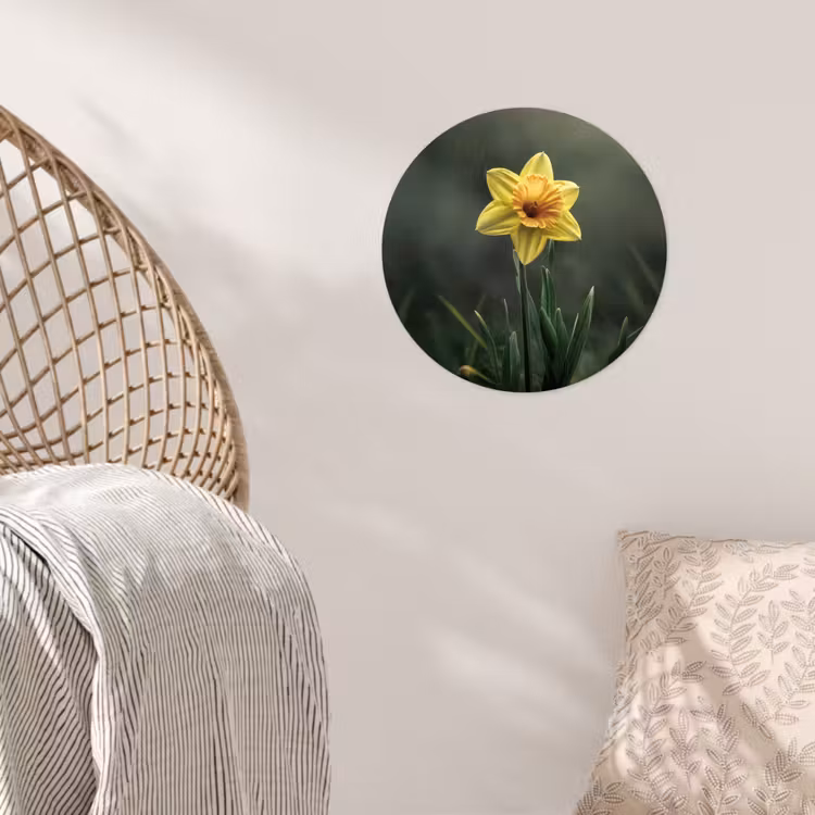 Bloem - Narcis - Gras - Geel Wandcirkel behangsticker klein -sfeer4