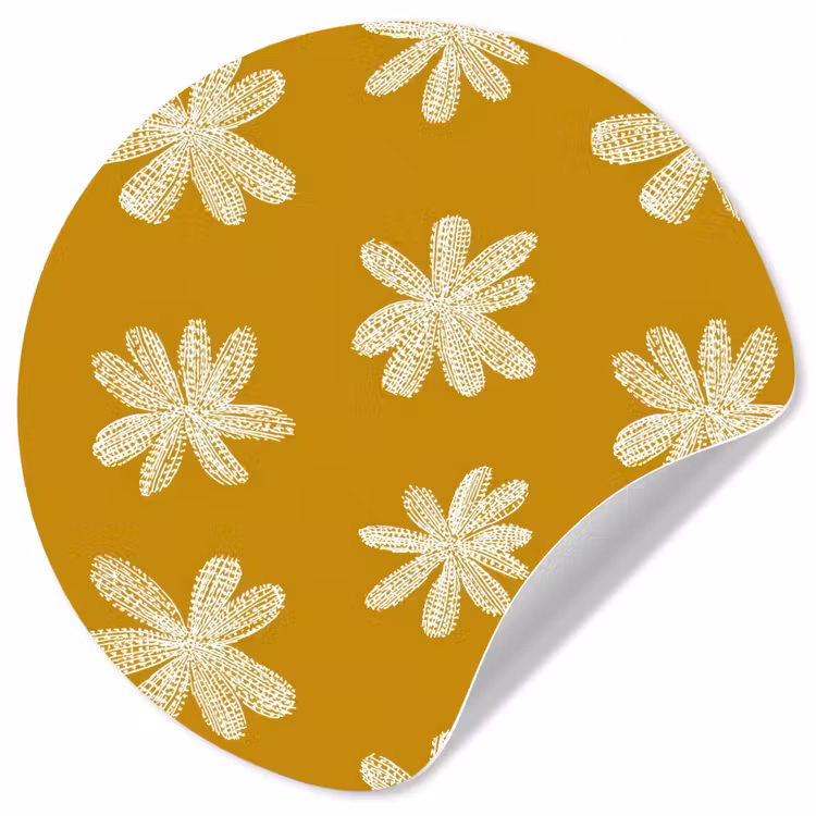 Bloem - Speels - Okergeel Wandcirkel behangsticker klein 186 -3d