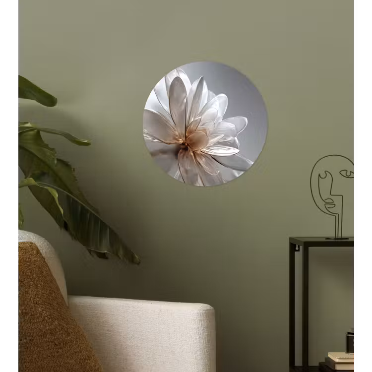 Bloem - Wit - Neutraal Wandcirkel behangsticker klein -sfeer2