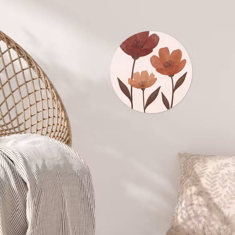 Bloemen - Abstract - Modern - Bruin - Decoratief Wandcirkel behangsticker klein -sfeer4