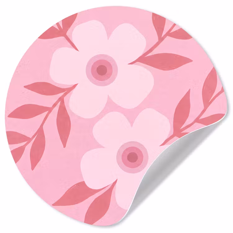 Bloemen - Abstract - Modern - Roze - Natuur Wandcirkel behangsticker klein -3d
