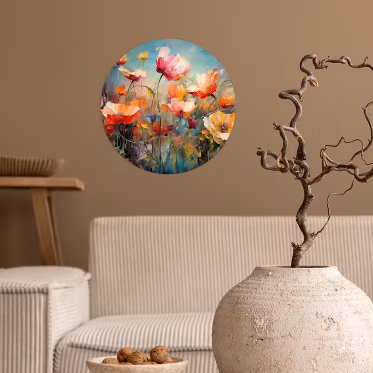Bloemen - Watercolor - Kunst - Botanisch - Natuur Wandcirkel behangsticker klein -sfeer1