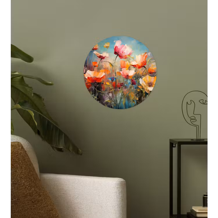 Bloemen - Watercolor - Kunst - Botanisch - Natuur Wandcirkel behangsticker klein -sfeer2