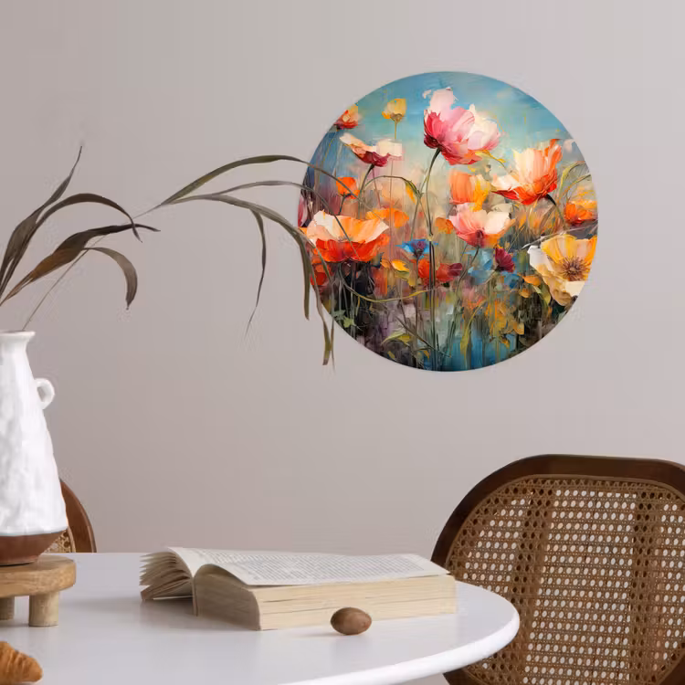 Bloemen - Watercolor - Kunst - Botanisch - Natuur Wandcirkel behangsticker klein -sfeer3