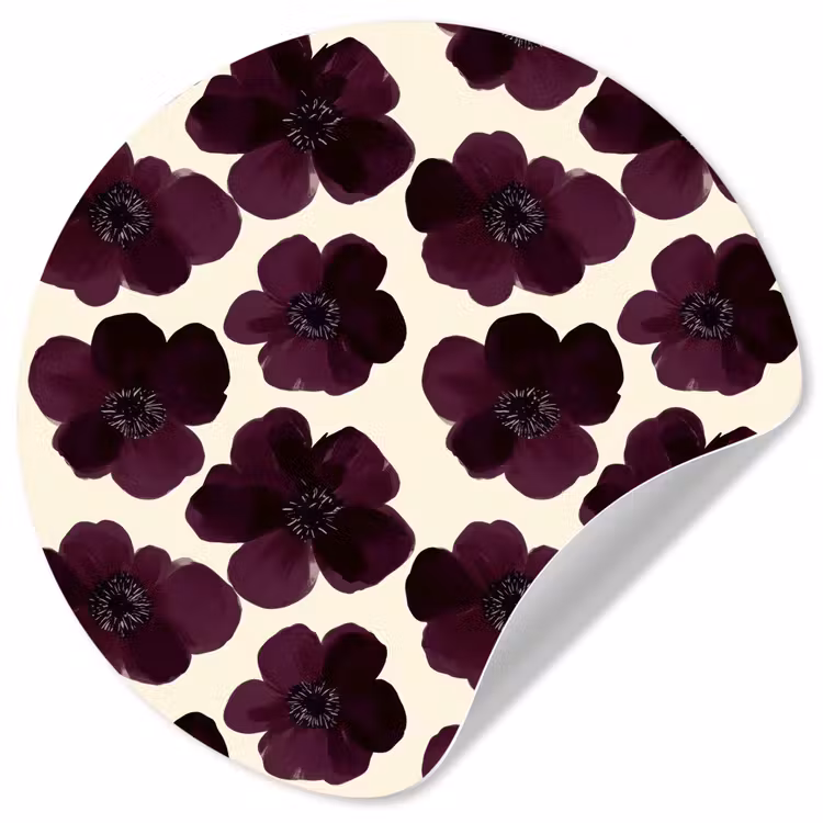Bloemen - Aquarel - Paars Wandcirkel behangsticker klein 186 -3d