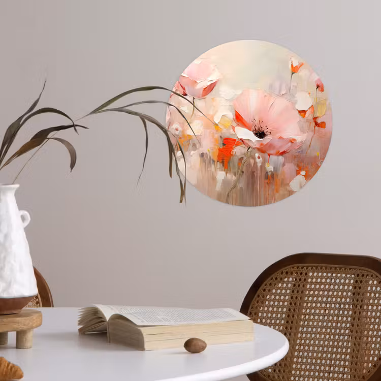 Bloemen - Watercolor - Roze - Abstract - Kunst Wandcirkel behangsticker klein -sfeer3