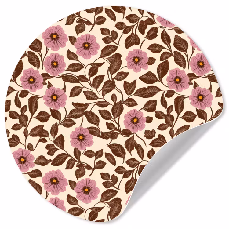 Bloemen - Bladeren - Kleurrijk Wandcirkel behangsticker klein 186 -3d