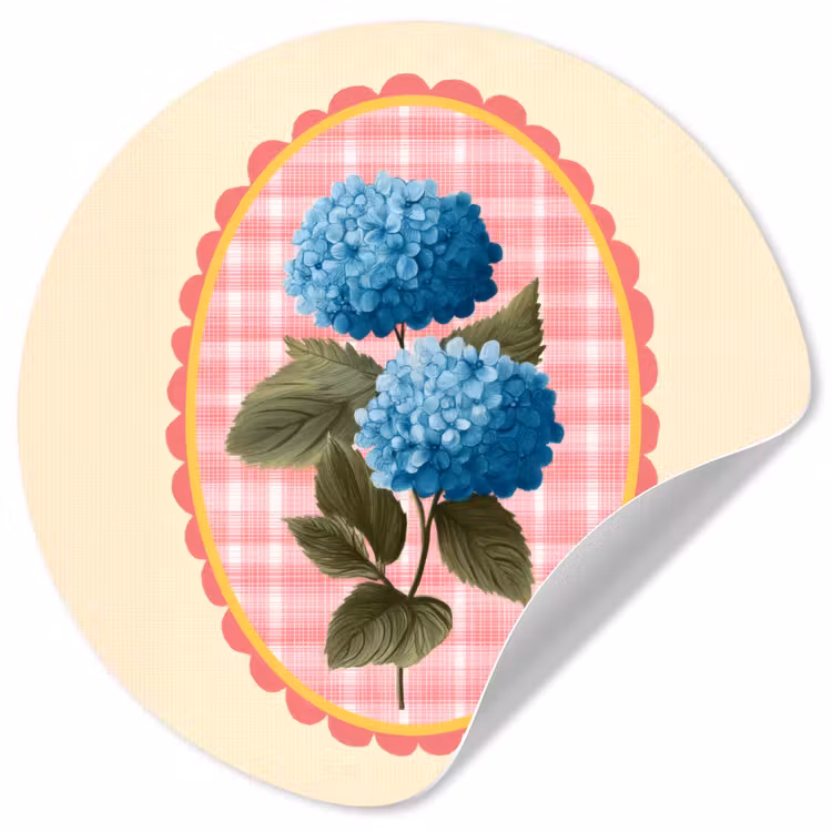 Bloemen - Blauw - Lijst - Bladeren Wandcirkel behangsticker klein -3d